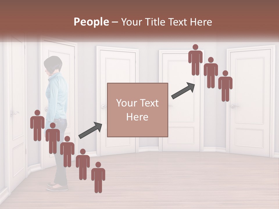 A Person Standing In Front Of A Row Of Doors PowerPoint Template