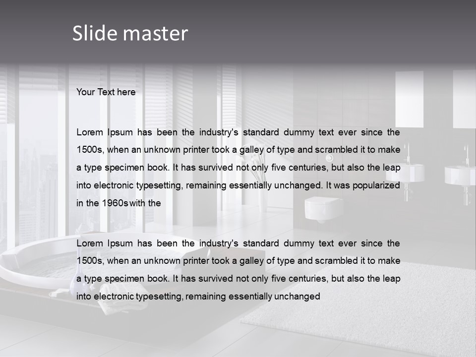 A Bathroom With A Tub, Sink, Toilet And Window PowerPoint Template