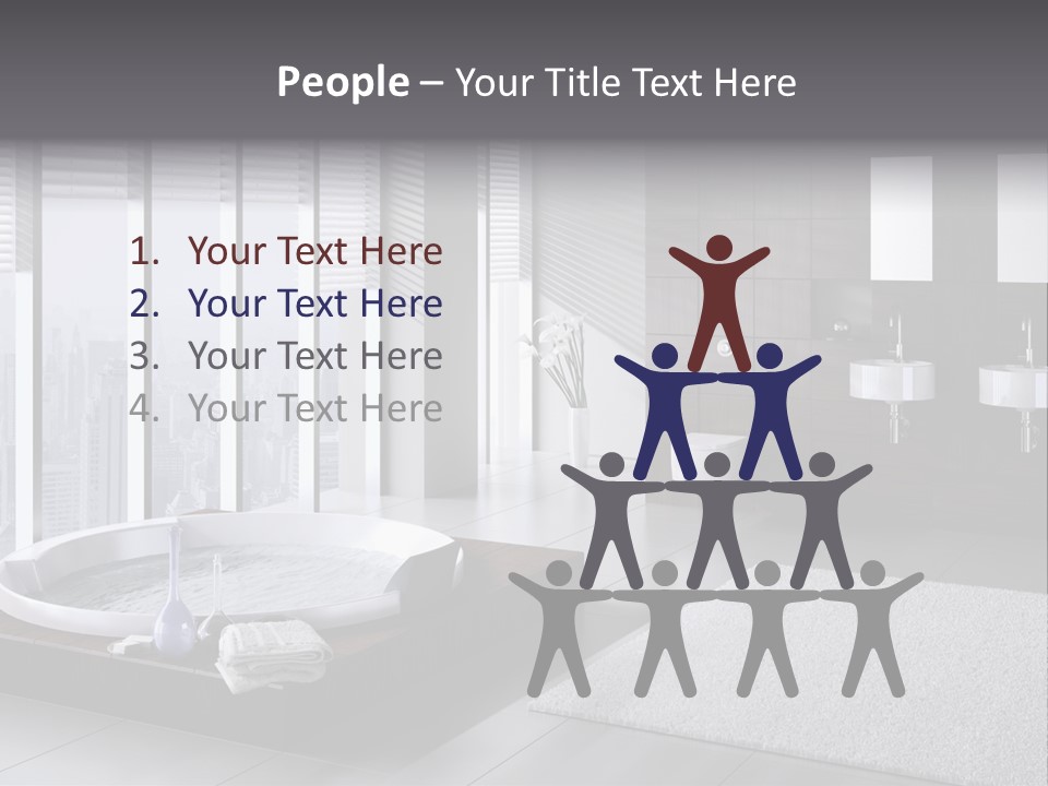 A Bathroom With A Tub, Sink, Toilet And Window PowerPoint Template