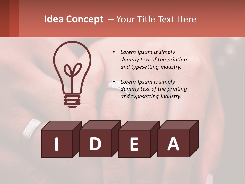 Two People Holding Hands With Wedding Rings On Their Fingers PowerPoint Template