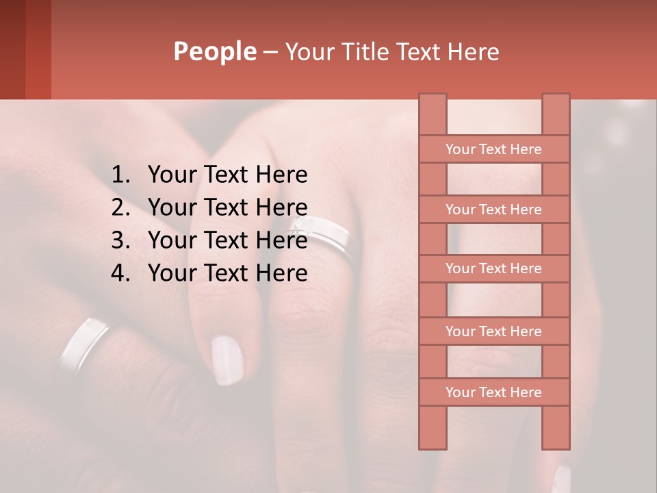 Two People Holding Hands With Wedding Rings On Their Fingers PowerPoint Template