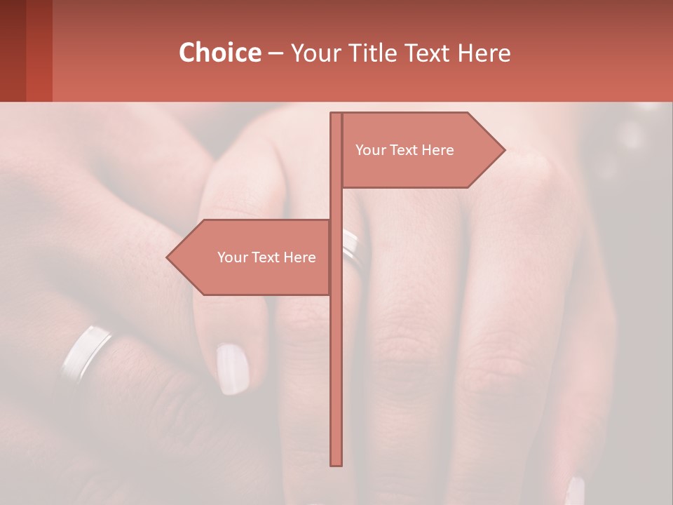 Two People Holding Hands With Wedding Rings On Their Fingers PowerPoint Template