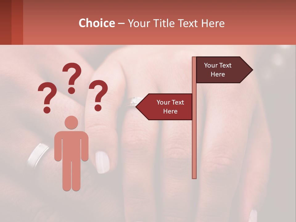 Two People Holding Hands With Wedding Rings On Their Fingers PowerPoint Template
