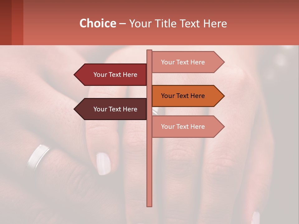 Two People Holding Hands With Wedding Rings On Their Fingers PowerPoint Template