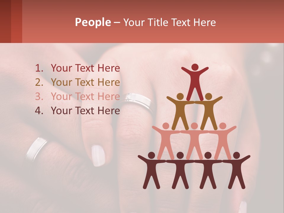 Two People Holding Hands With Wedding Rings On Their Fingers PowerPoint Template