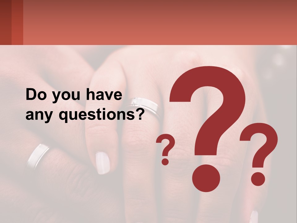 Two People Holding Hands With Wedding Rings On Their Fingers PowerPoint Template
