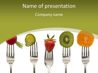 A Group Of Forks With Different Fruits And Vegetables On Them PowerPoint Template