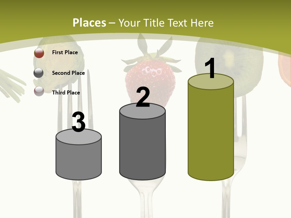 A Group Of Forks With Different Fruits And Vegetables On Them PowerPoint Template