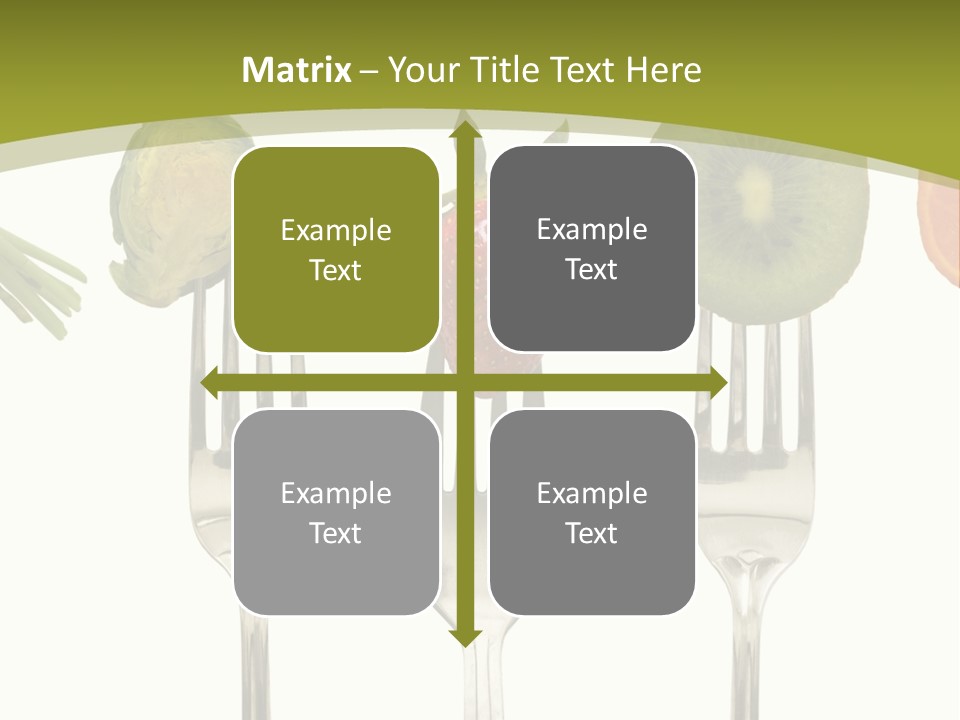 A Group Of Forks With Different Fruits And Vegetables On Them PowerPoint Template