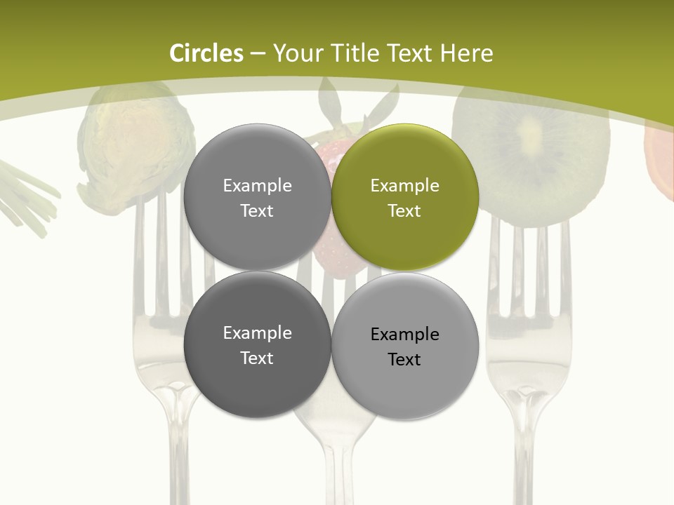 A Group Of Forks With Different Fruits And Vegetables On Them PowerPoint Template