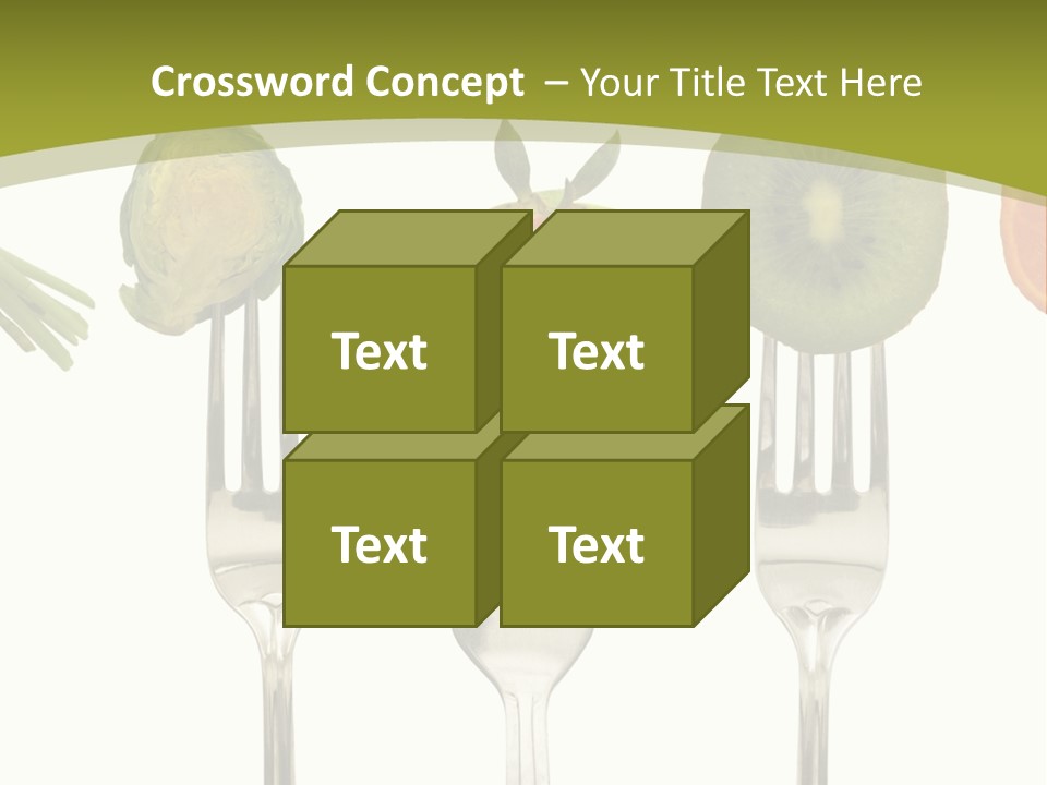 A Group Of Forks With Different Fruits And Vegetables On Them PowerPoint Template