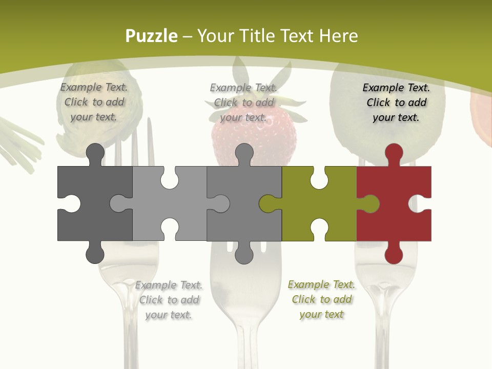 A Group Of Forks With Different Fruits And Vegetables On Them PowerPoint Template