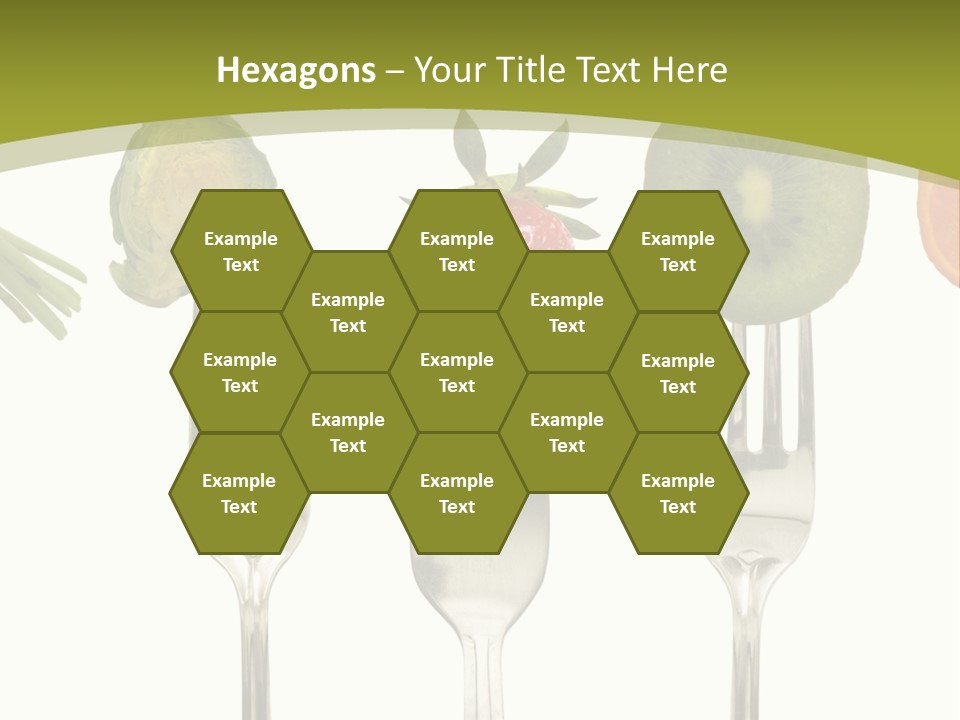 A Group Of Forks With Different Fruits And Vegetables On Them PowerPoint Template