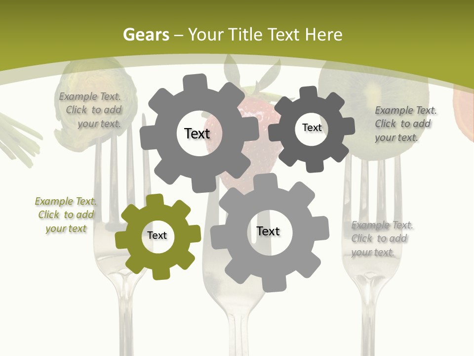 A Group Of Forks With Different Fruits And Vegetables On Them PowerPoint Template