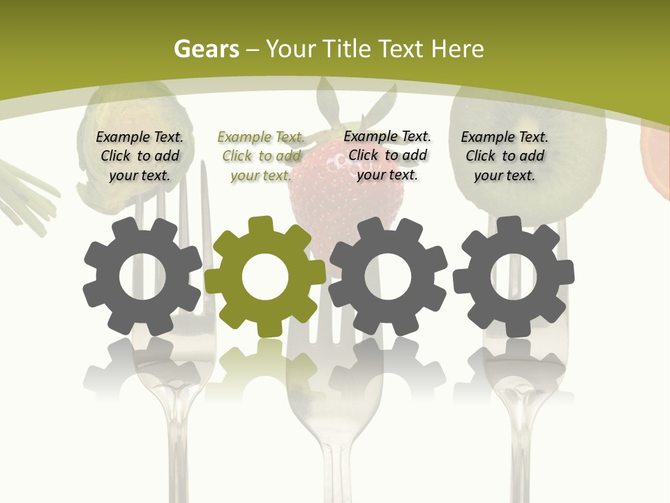 A Group Of Forks With Different Fruits And Vegetables On Them PowerPoint Template