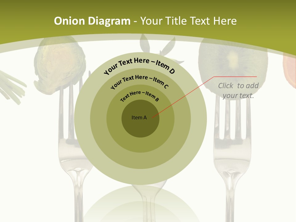 A Group Of Forks With Different Fruits And Vegetables On Them PowerPoint Template