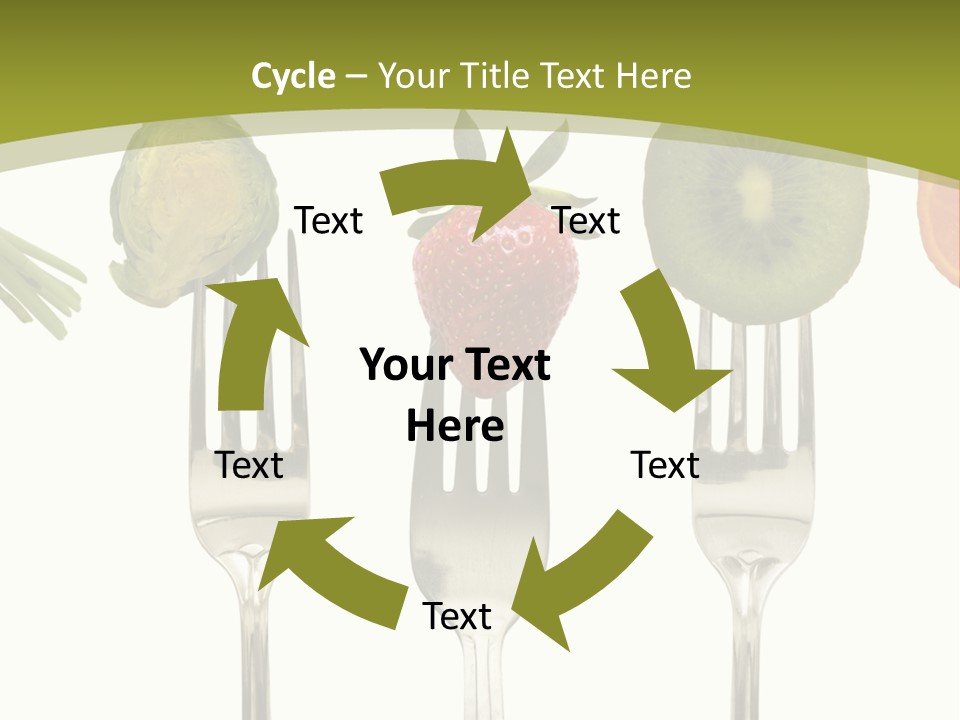 A Group Of Forks With Different Fruits And Vegetables On Them PowerPoint Template