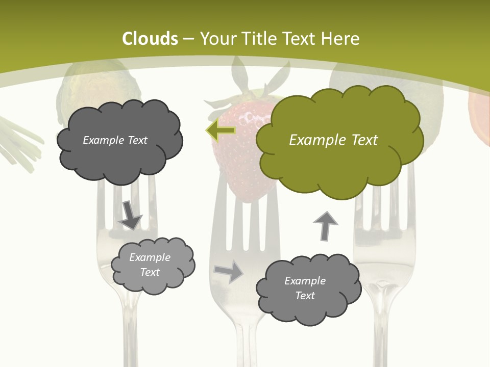 A Group Of Forks With Different Fruits And Vegetables On Them PowerPoint Template