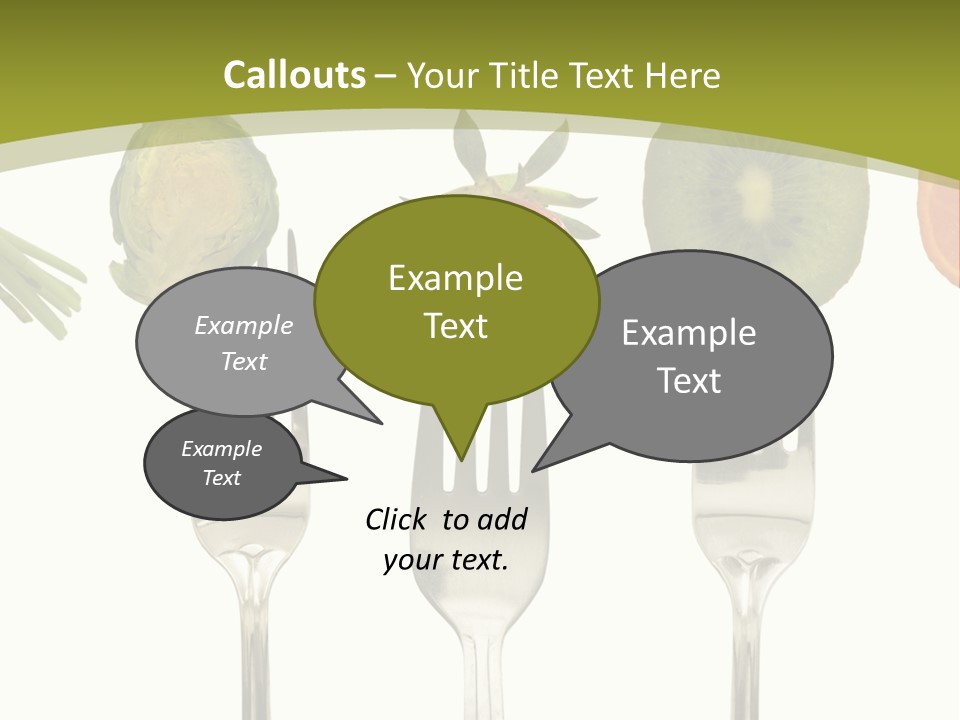A Group Of Forks With Different Fruits And Vegetables On Them PowerPoint Template