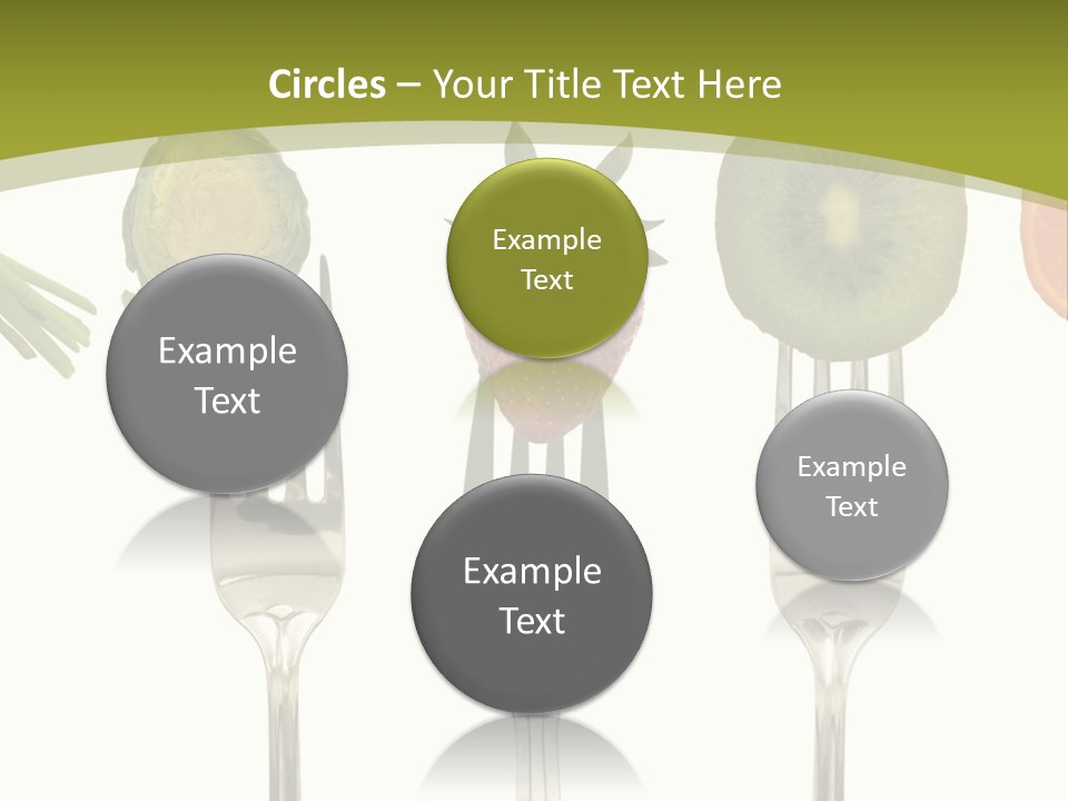 A Group Of Forks With Different Fruits And Vegetables On Them PowerPoint Template