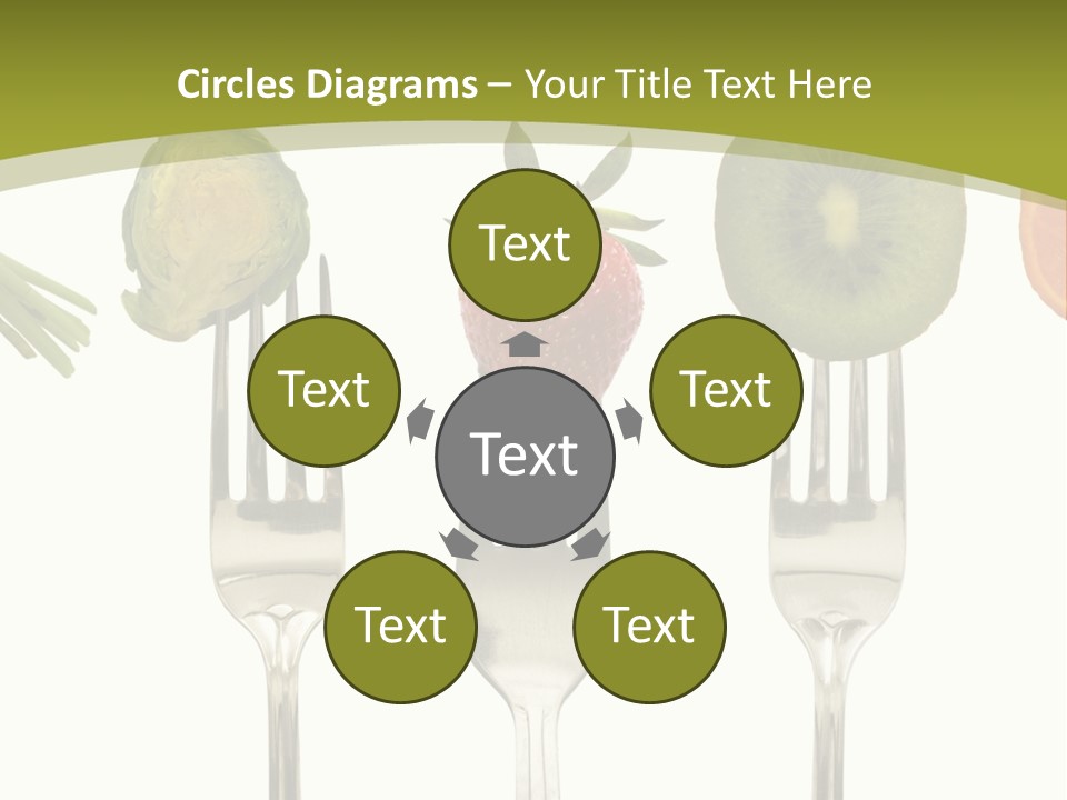 A Group Of Forks With Different Fruits And Vegetables On Them PowerPoint Template