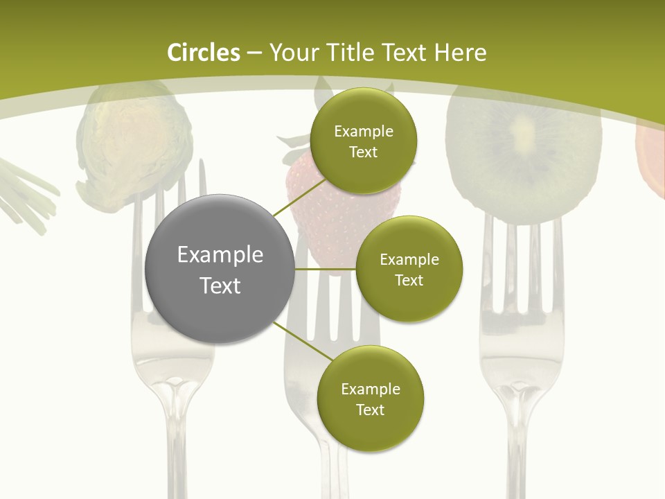 A Group Of Forks With Different Fruits And Vegetables On Them PowerPoint Template