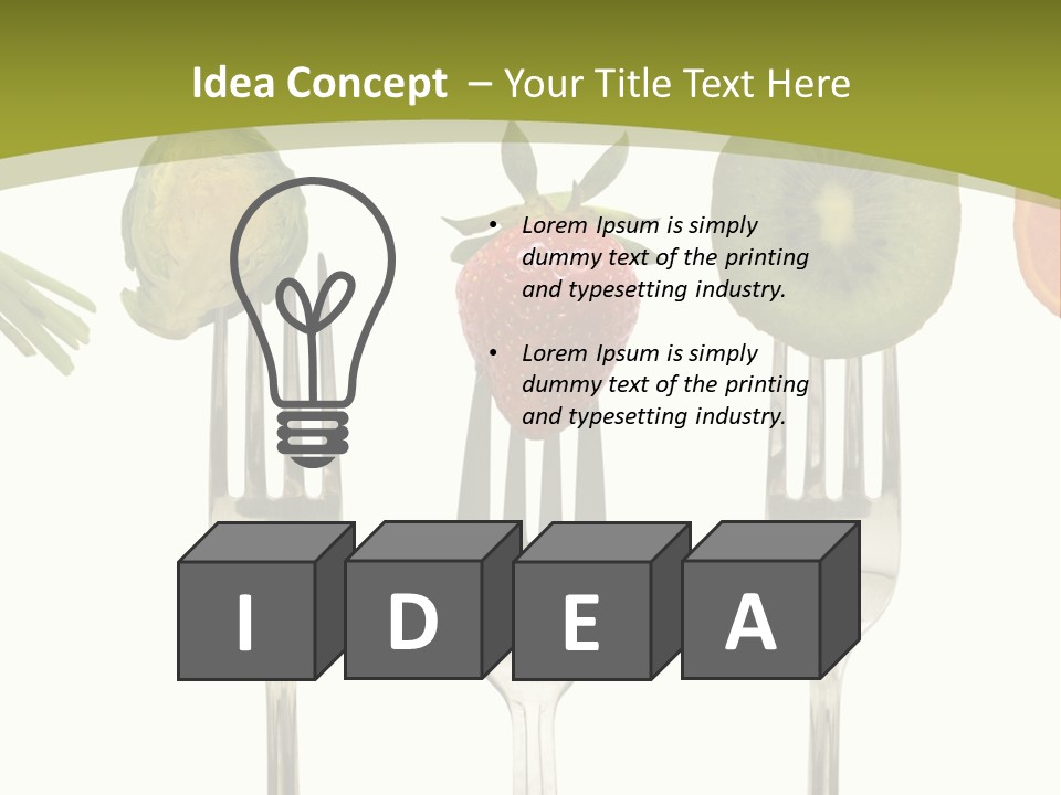 A Group Of Forks With Different Fruits And Vegetables On Them PowerPoint Template