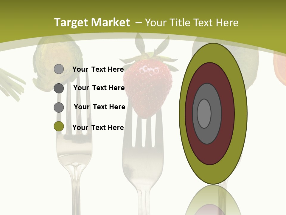 A Group Of Forks With Different Fruits And Vegetables On Them PowerPoint Template