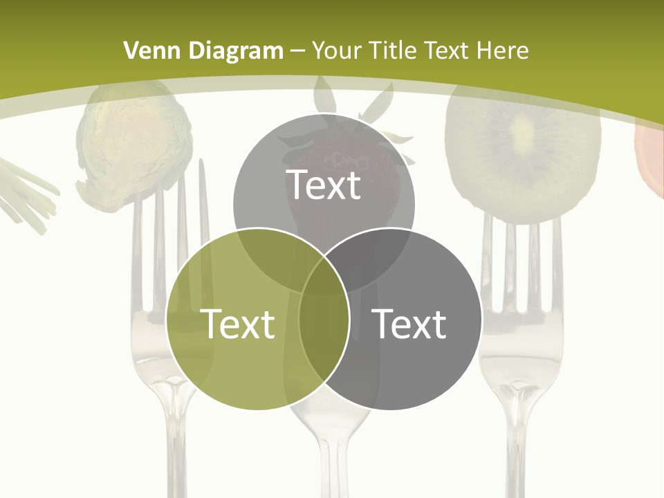 A Group Of Forks With Different Fruits And Vegetables On Them PowerPoint Template