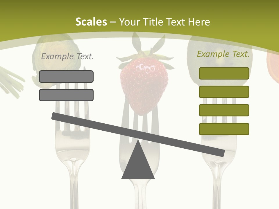 A Group Of Forks With Different Fruits And Vegetables On Them PowerPoint Template