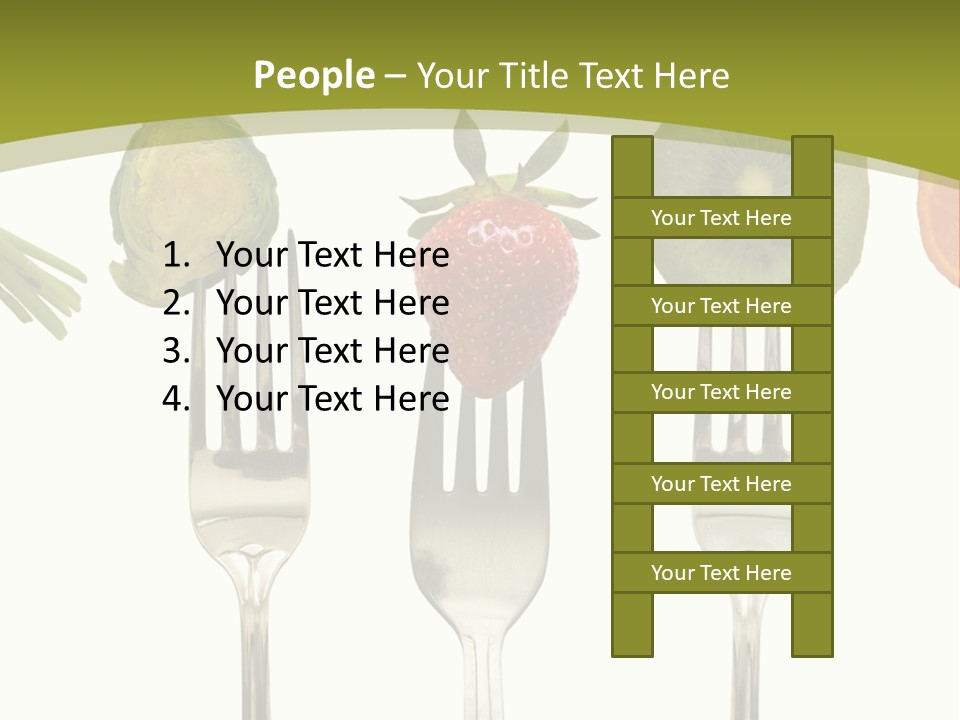 A Group Of Forks With Different Fruits And Vegetables On Them PowerPoint Template