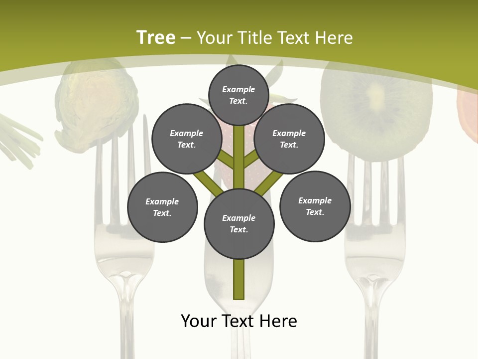 A Group Of Forks With Different Fruits And Vegetables On Them PowerPoint Template