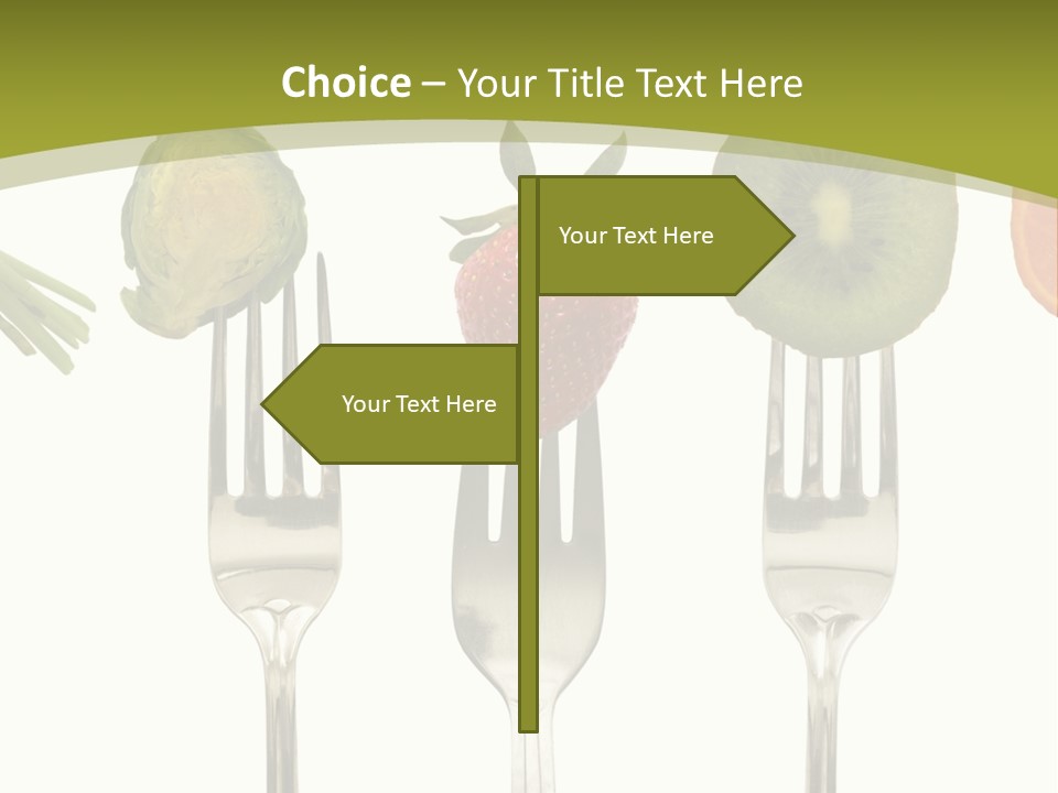 A Group Of Forks With Different Fruits And Vegetables On Them PowerPoint Template