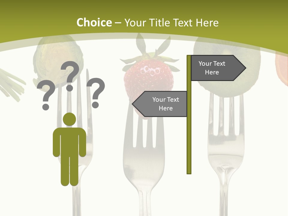 A Group Of Forks With Different Fruits And Vegetables On Them PowerPoint Template