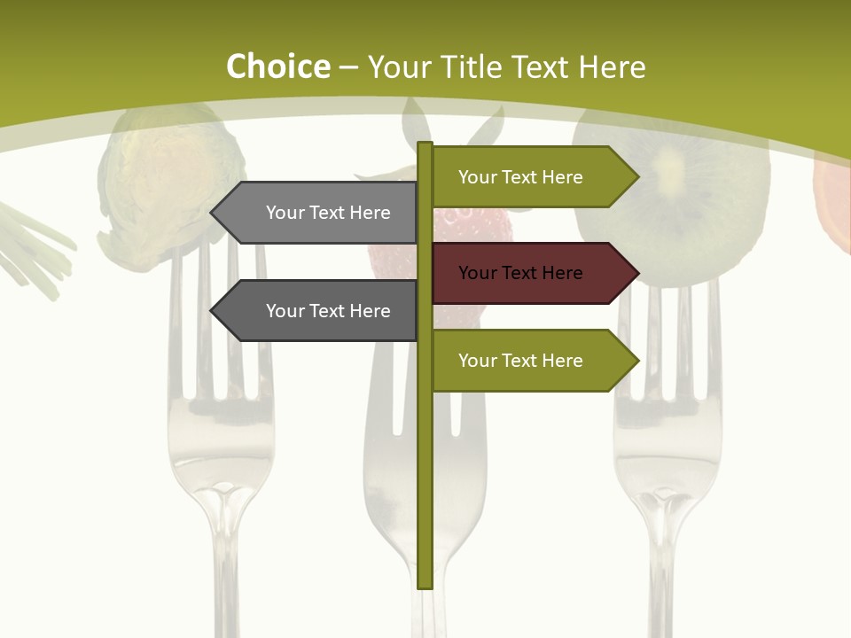 A Group Of Forks With Different Fruits And Vegetables On Them PowerPoint Template