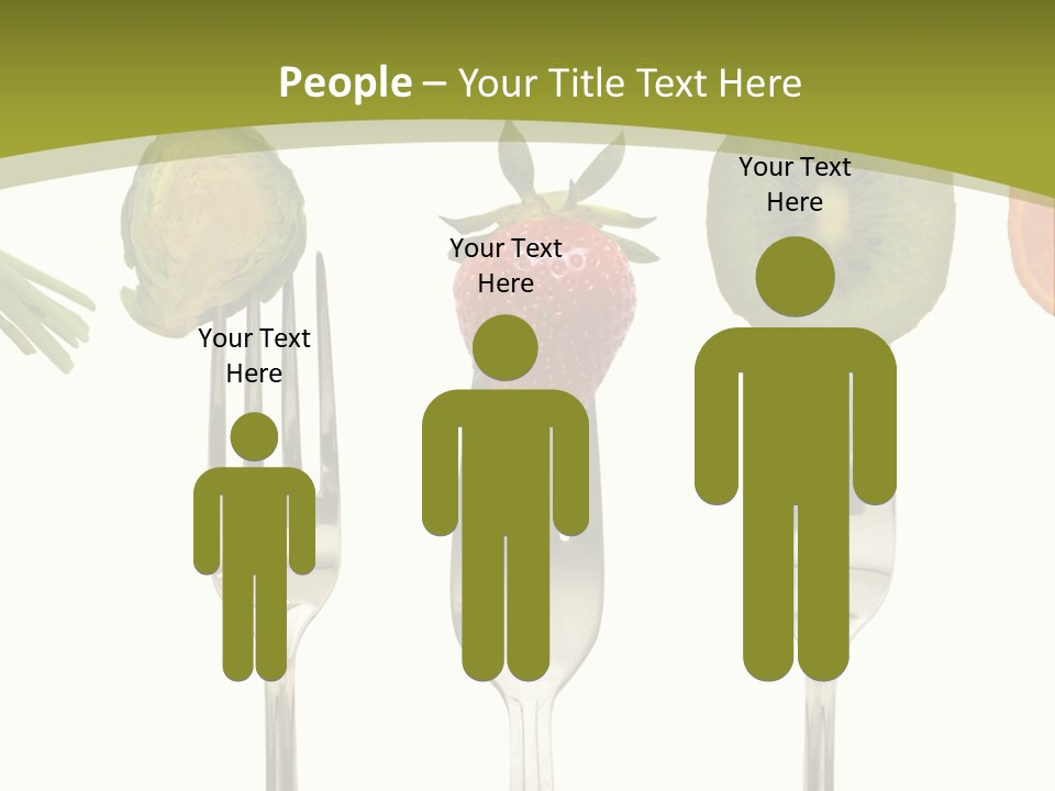 A Group Of Forks With Different Fruits And Vegetables On Them PowerPoint Template