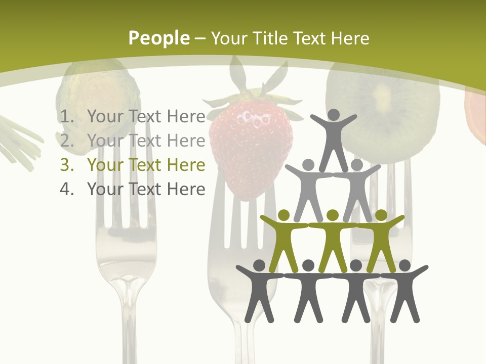 A Group Of Forks With Different Fruits And Vegetables On Them PowerPoint Template