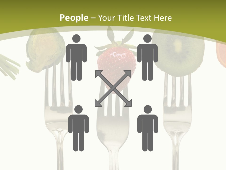 A Group Of Forks With Different Fruits And Vegetables On Them PowerPoint Template