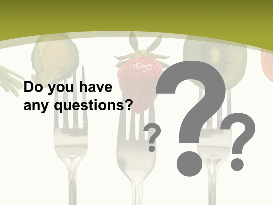 A Group Of Forks With Different Fruits And Vegetables On Them PowerPoint Template