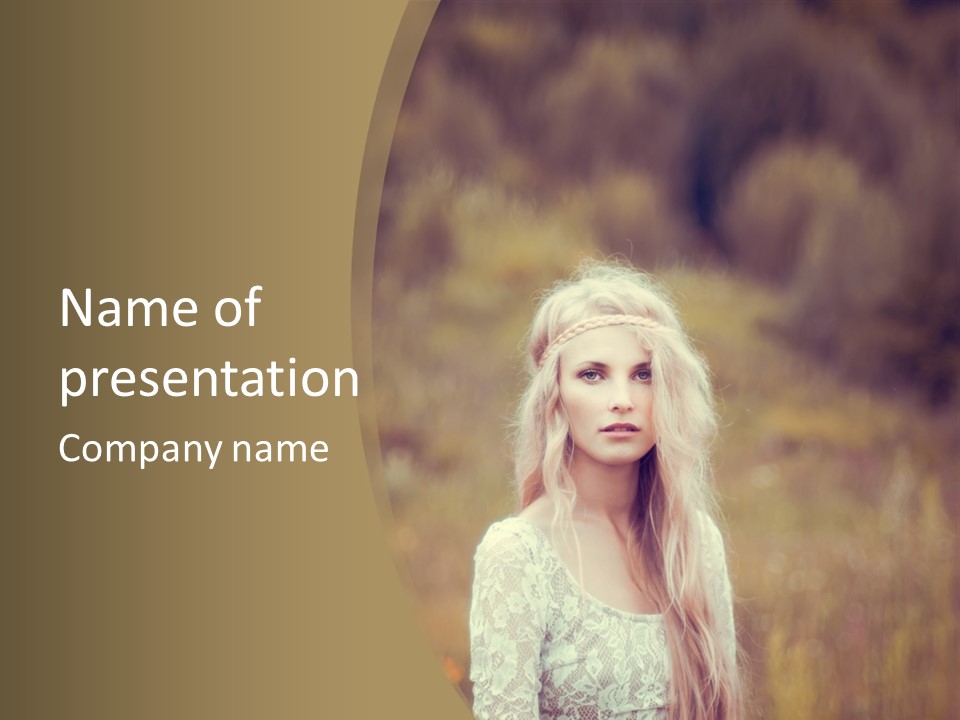 A Woman With Long Blonde Hair Standing In A Field PowerPoint Template