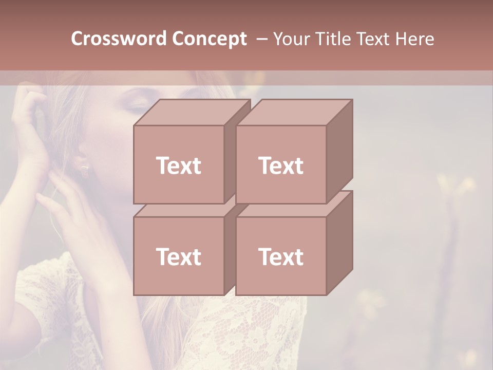 A Woman In A White Dress Is Posing For A Picture PowerPoint Template