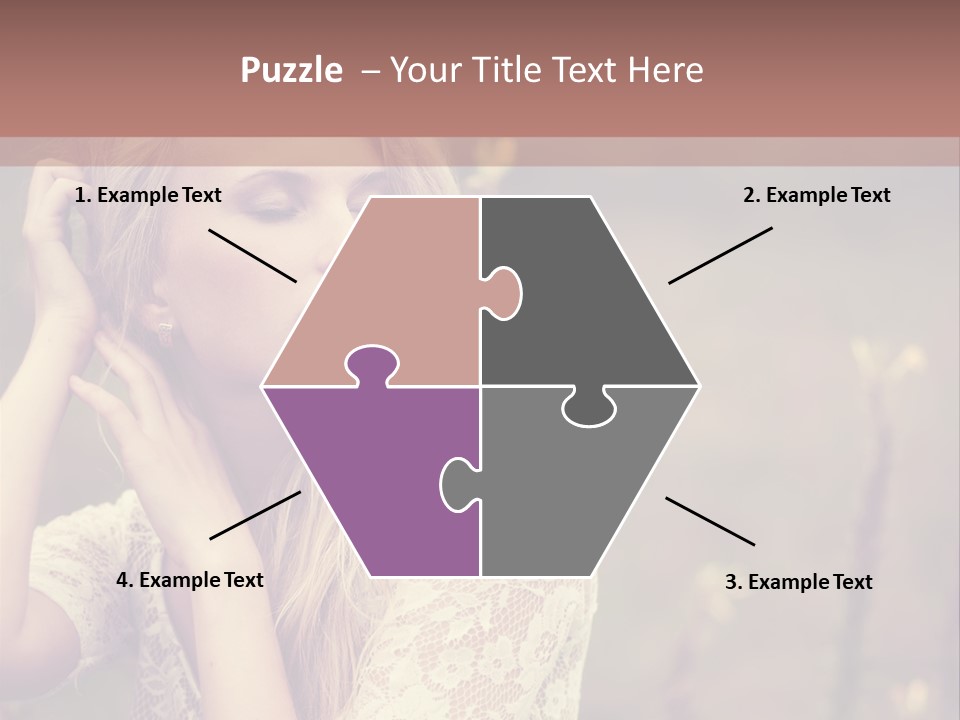 A Woman In A White Dress Is Posing For A Picture PowerPoint Template