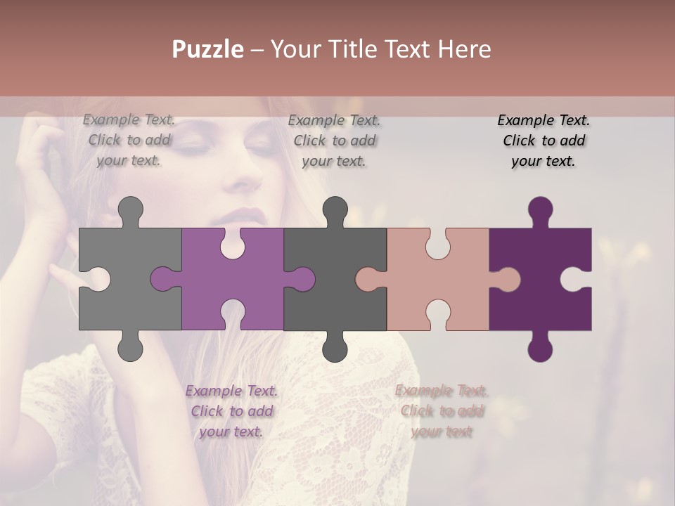 A Woman In A White Dress Is Posing For A Picture PowerPoint Template