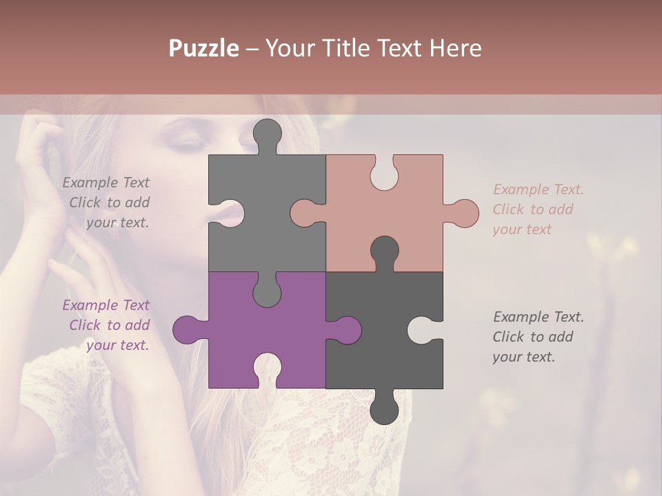 A Woman In A White Dress Is Posing For A Picture PowerPoint Template