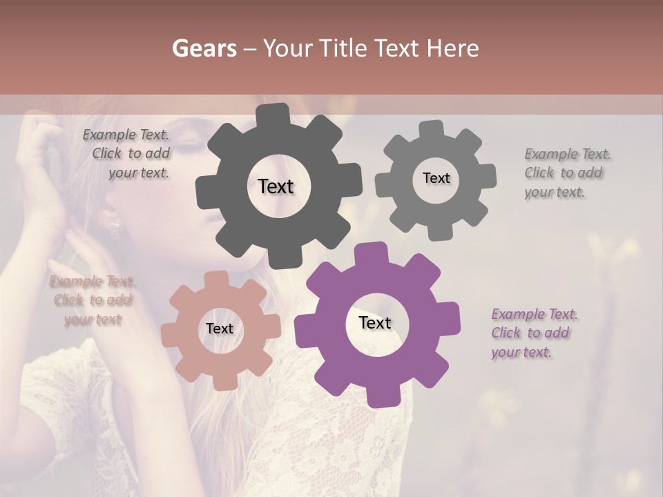 A Woman In A White Dress Is Posing For A Picture PowerPoint Template