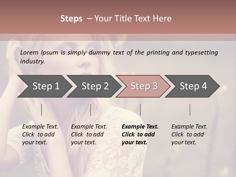 A Woman In A White Dress Is Posing For A Picture PowerPoint Template