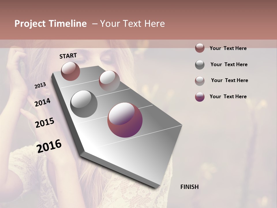A Woman In A White Dress Is Posing For A Picture PowerPoint Template