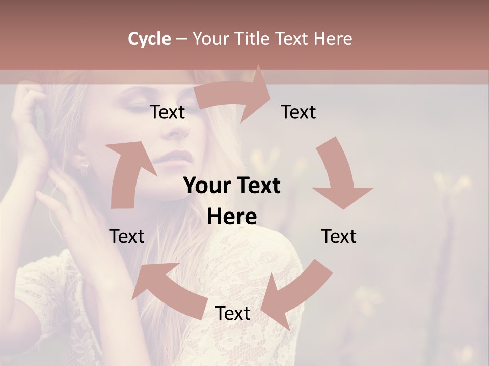 A Woman In A White Dress Is Posing For A Picture PowerPoint Template