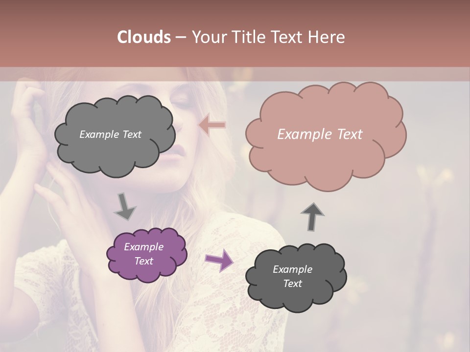 A Woman In A White Dress Is Posing For A Picture PowerPoint Template