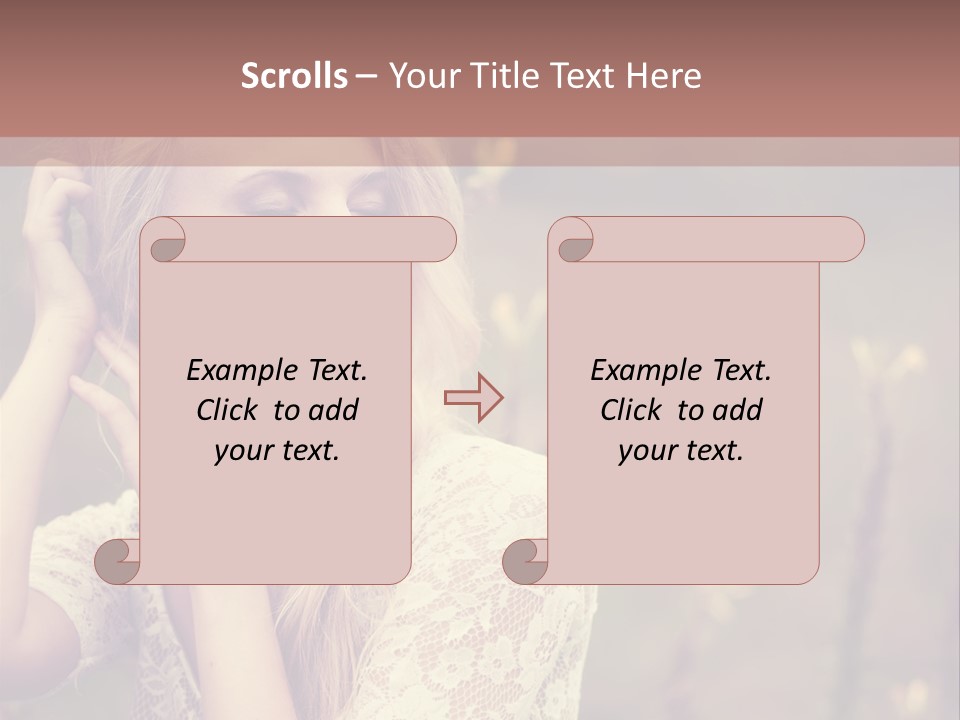 A Woman In A White Dress Is Posing For A Picture PowerPoint Template